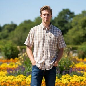 The North Face Men’s Beige Multi‎ Color Plaid Short Sleeve Button Down Size XL
